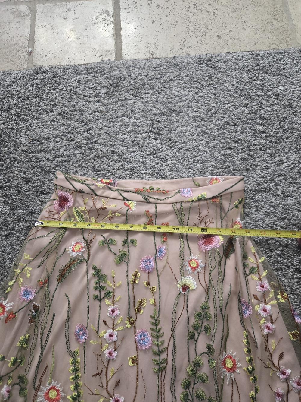 Embroidered Floral Sheer Midi Skirt - Blush Pink - Picture 15 of 16